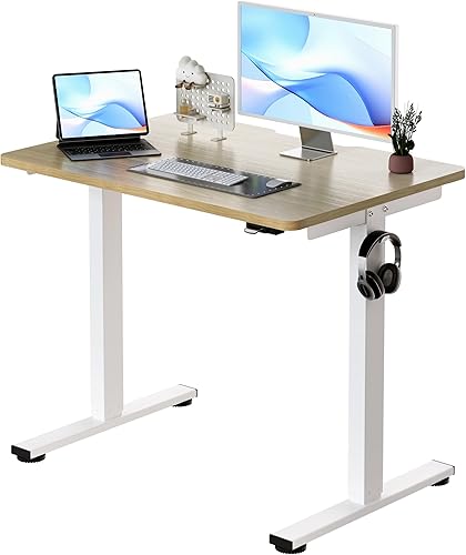 Miniatura 27 de Okin Escritorio eléctrico pequeño de pie, 40 x 24 pulgadas, altura ajustable, color negro, estación de trabajo para oficina en casa Negro