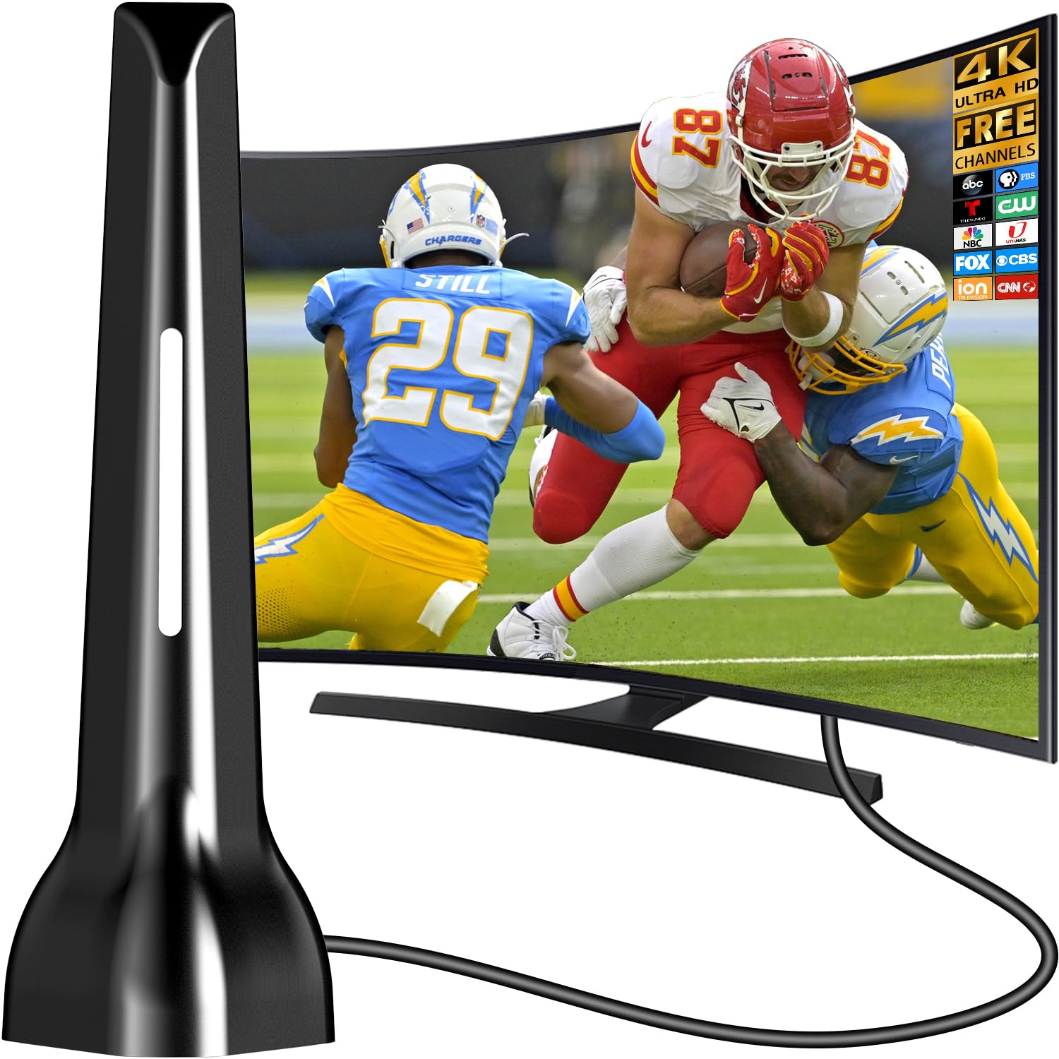 Indoor TV Antenna for Smart TV Indoor, Digital TV Antenna for Local Channels 2026 with Magnetic Base, 360° Reception Portable HDTV Antennas for TV