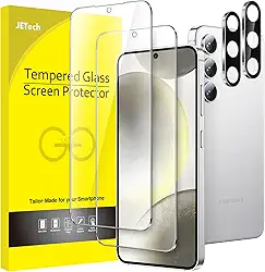 JETech Película de Vidro Temperado para Samsung Galaxy S24 com Protetor Lente Câmera, Protetor de Tela, Compatível com ID de Impressão Digital, HD Transparente, 2 Pacotes Cada