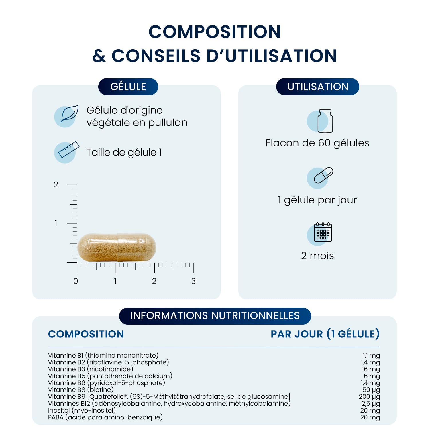 Complexe Vitamines B - Vitalité, Immunité, Peau et Cerveau - 8 Vitamines B Essentielles & 2 Cofacteurs Bioactifs - Biodisponibilité Optimisée et Formulation Vegan - 60 Gélules (2 mois) - Dynveo