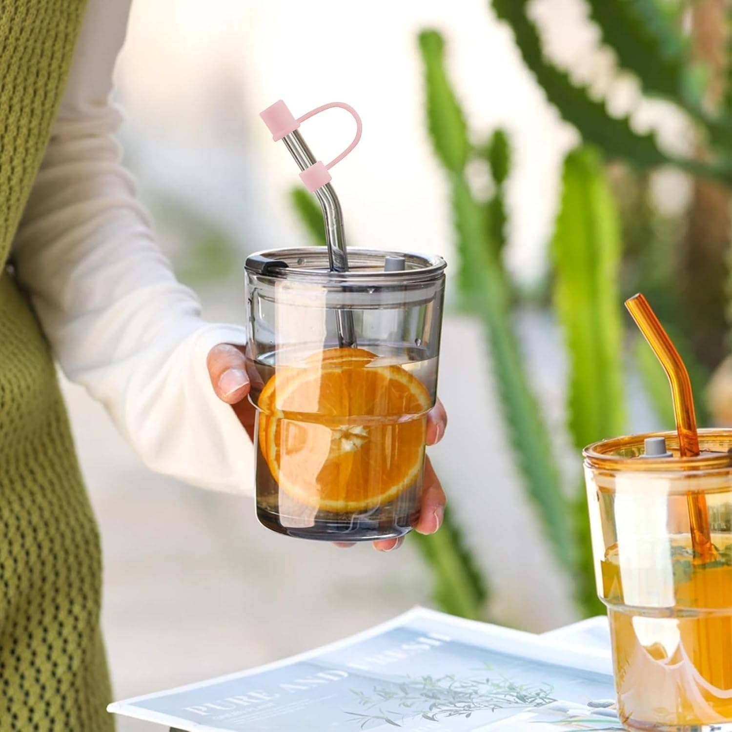 6-Pack Straw Toppers, Suitable for All Cups with A Straw Diameter of 0.31in/8mm, Silicone Dust-Proof Caps（ Cup is Not Included）, Type1