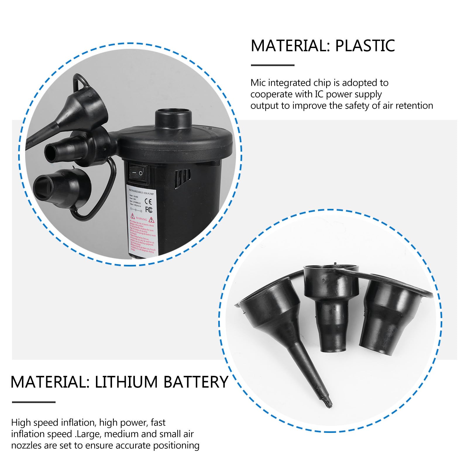 Pompa ad Aria Elettrica Ricaricabile USB Portatile per Materasso