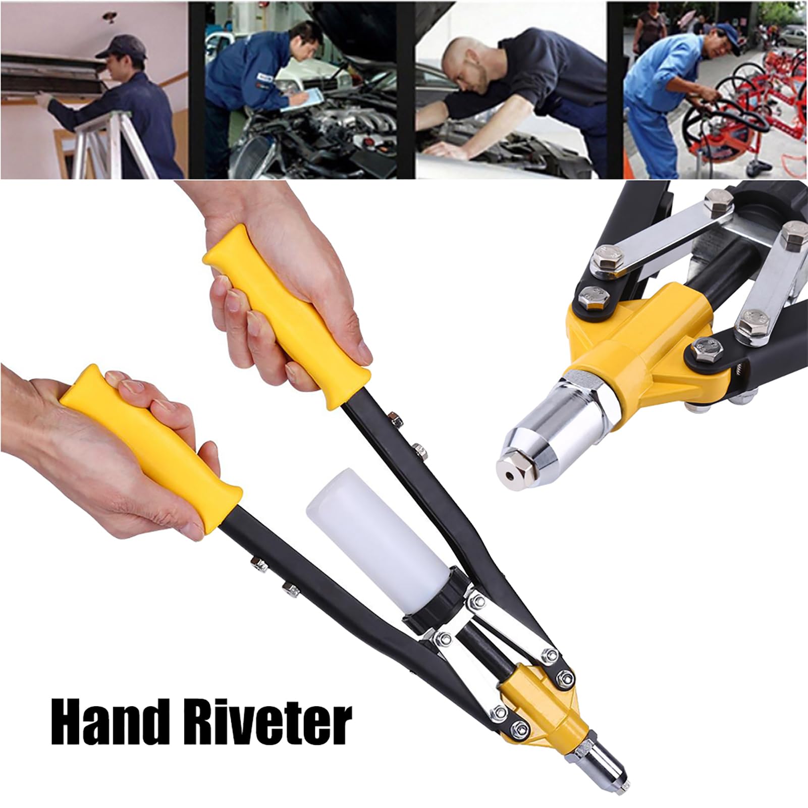 GOTOTOP Pinces a Rivets Pop, Pince a Riveter Professionnelle avec 6 Nez pour Rivets Aveugles 2.5mm, 3mm, 3.2mm, 4mm, 5mm, 6mm 44.5 x 16.9cm