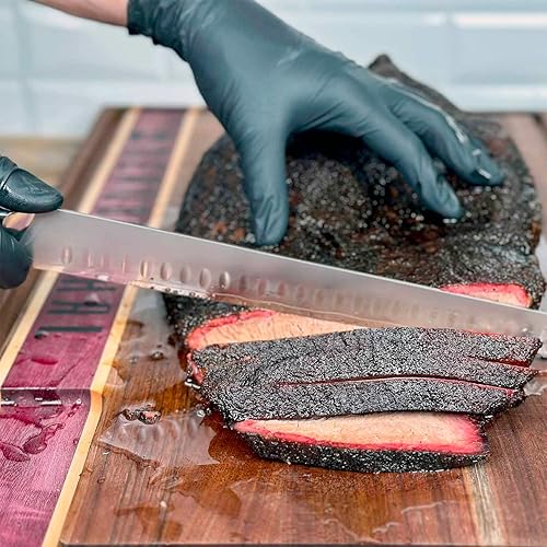 Miniatura 7 de Smoke Kitchen Cuchillo para cortar pechuga de 12 pulgadas, acero VG-10, borde Granton, espiga completa, mango G10, cuchillo para tallar carne de