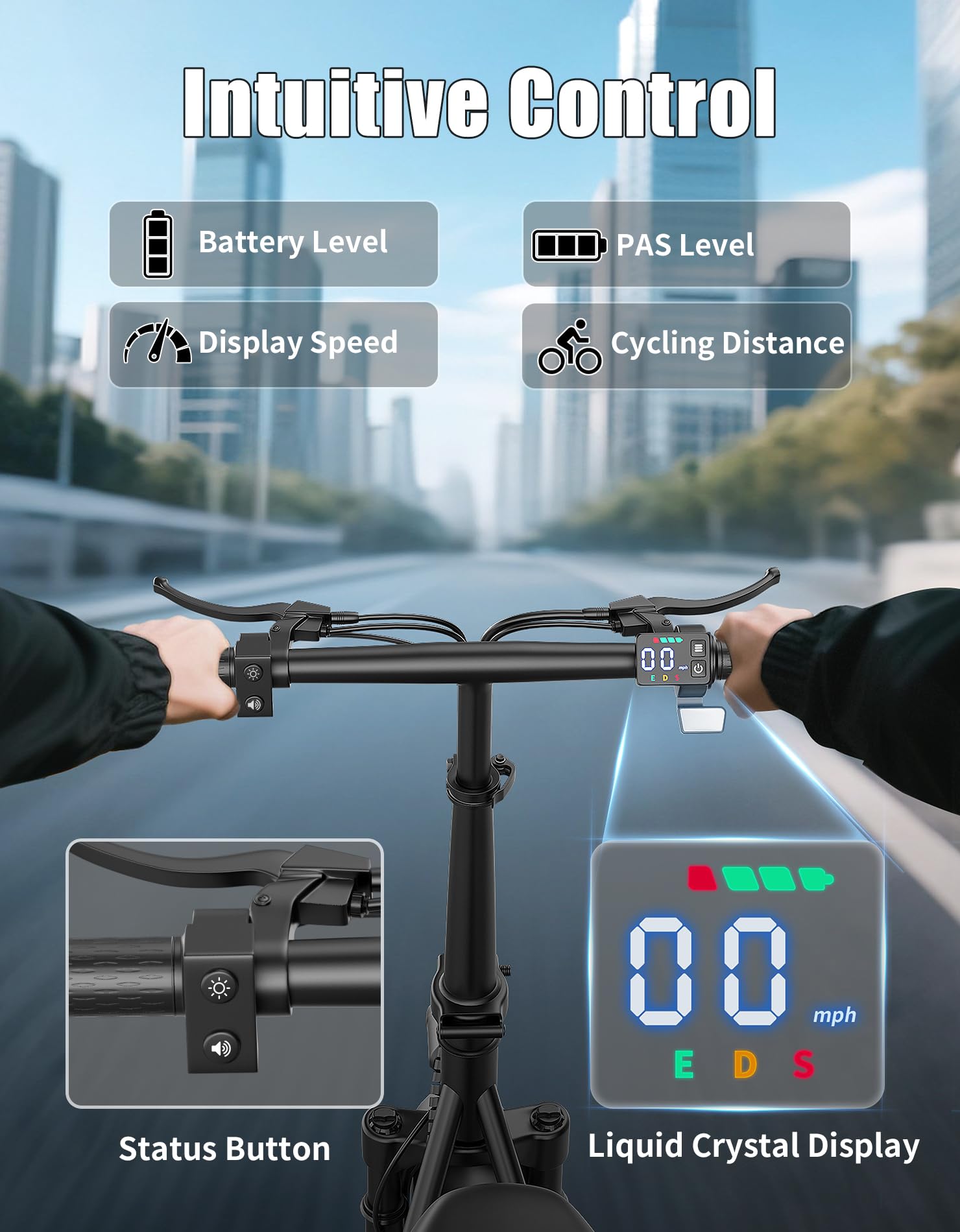 1200W Peak Motor Electric Scooter for Adults, 45KMH Top Speed, 65KM Max Range, 48V 15Ah Battery, E Scooter with Seat, Dual Suspension, 14" Foldable E-Scooter with Rear Box for Cargo, Commuting — view 6