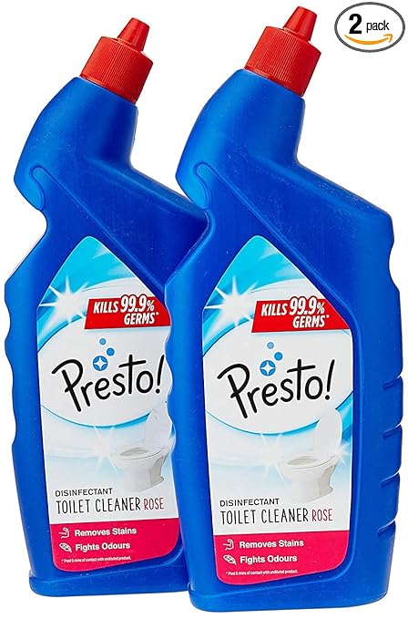 Amazon Brand - Presto! Disinfectant Toilet Cleaner, Rose - 1 L (Pack of 2)