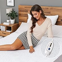 SUNNY HEAT Electric Mattress Pad Twin Size 39'' &times; 75'', 4 Heating Levels &amp; 10 Hour Auto Shut Off, Elastic Deep Pocket, Warm and Soft Comfort Fabric, Machine Washable, White