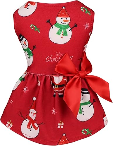 Miniatura 7 de Vestido de Navidad para perro, disfraces de Navidad para perro, vestido elástico de muñeco de nieve, disfraz divertido para perro, ropa de cachorro