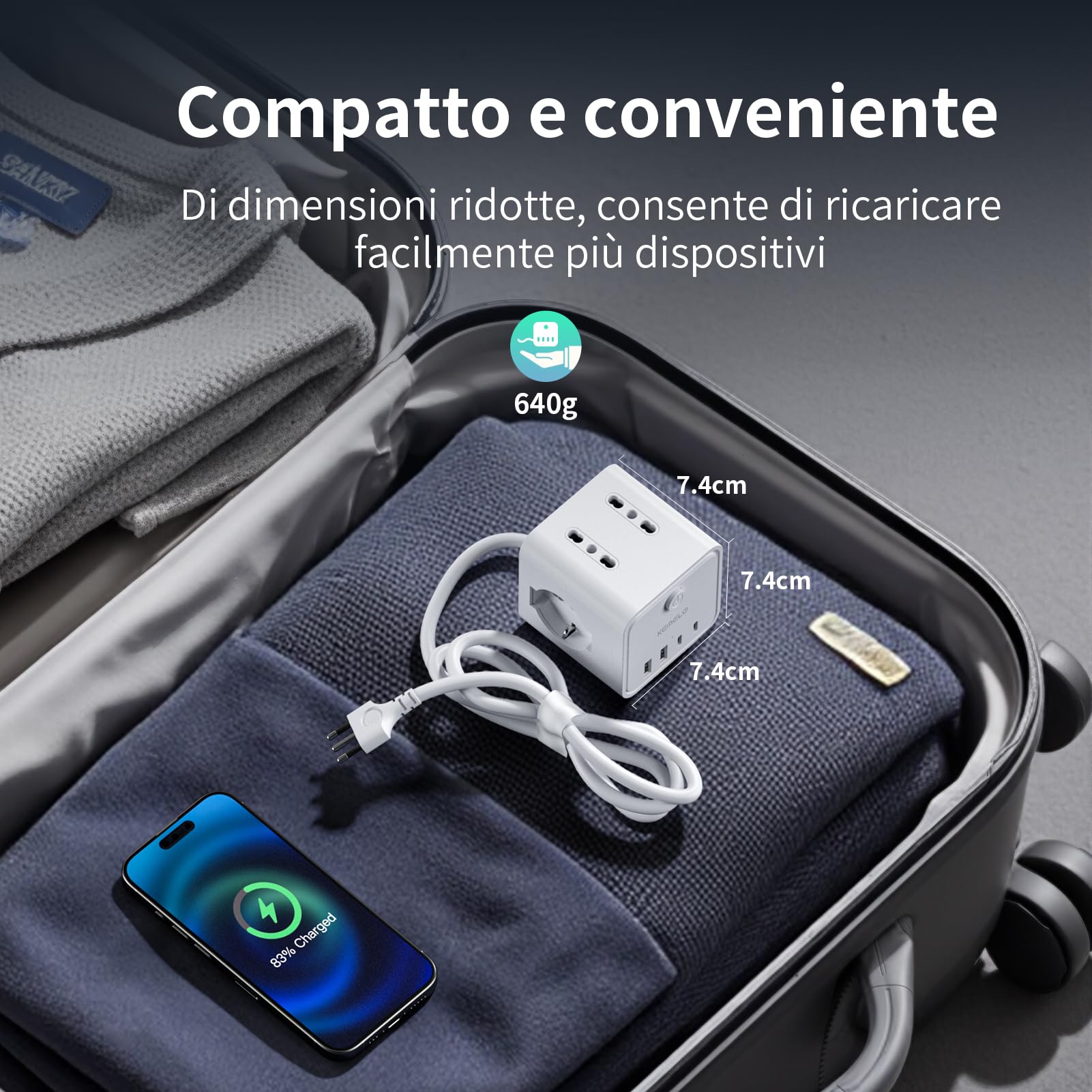 Steckdosenleiste mit 4 Universalsteckdosen 10/16 A ITA und Schuko, 3 m Verlängerungskabel mit 2 USB A + 2 USB C, Mehrfachsteckdose, platzsparend, mit Schaltern für Haus, Büro, Schwarz