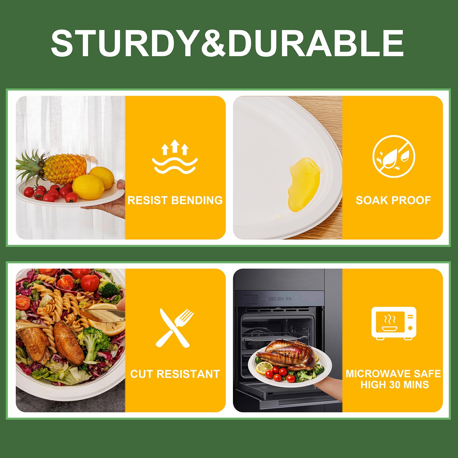 Snapklik.com : WELLIFE 100% Compostable Oval Paper Plates 12 Inch, 125 ...