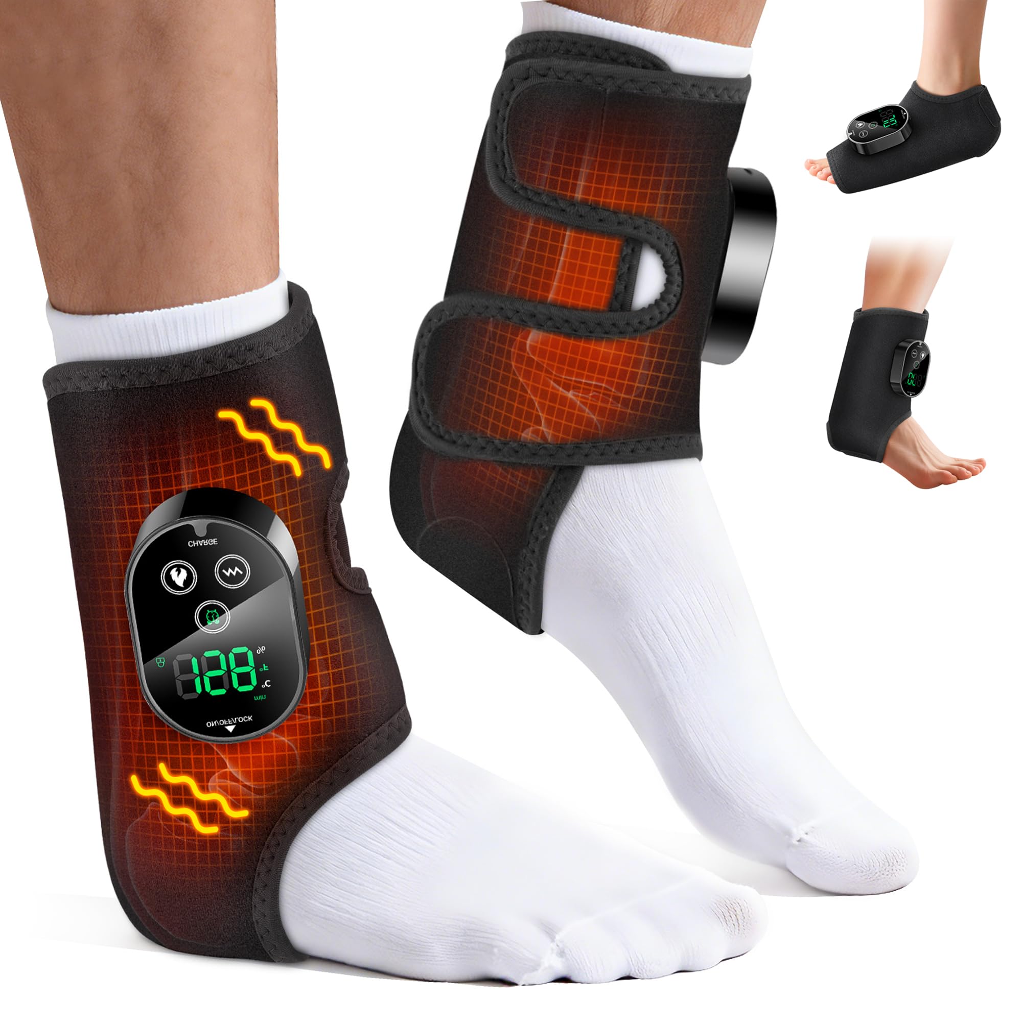 2 in 1 Fussmassagegerät Kabellose für Fußsohle & Knöchel Schwarz 2 Pack