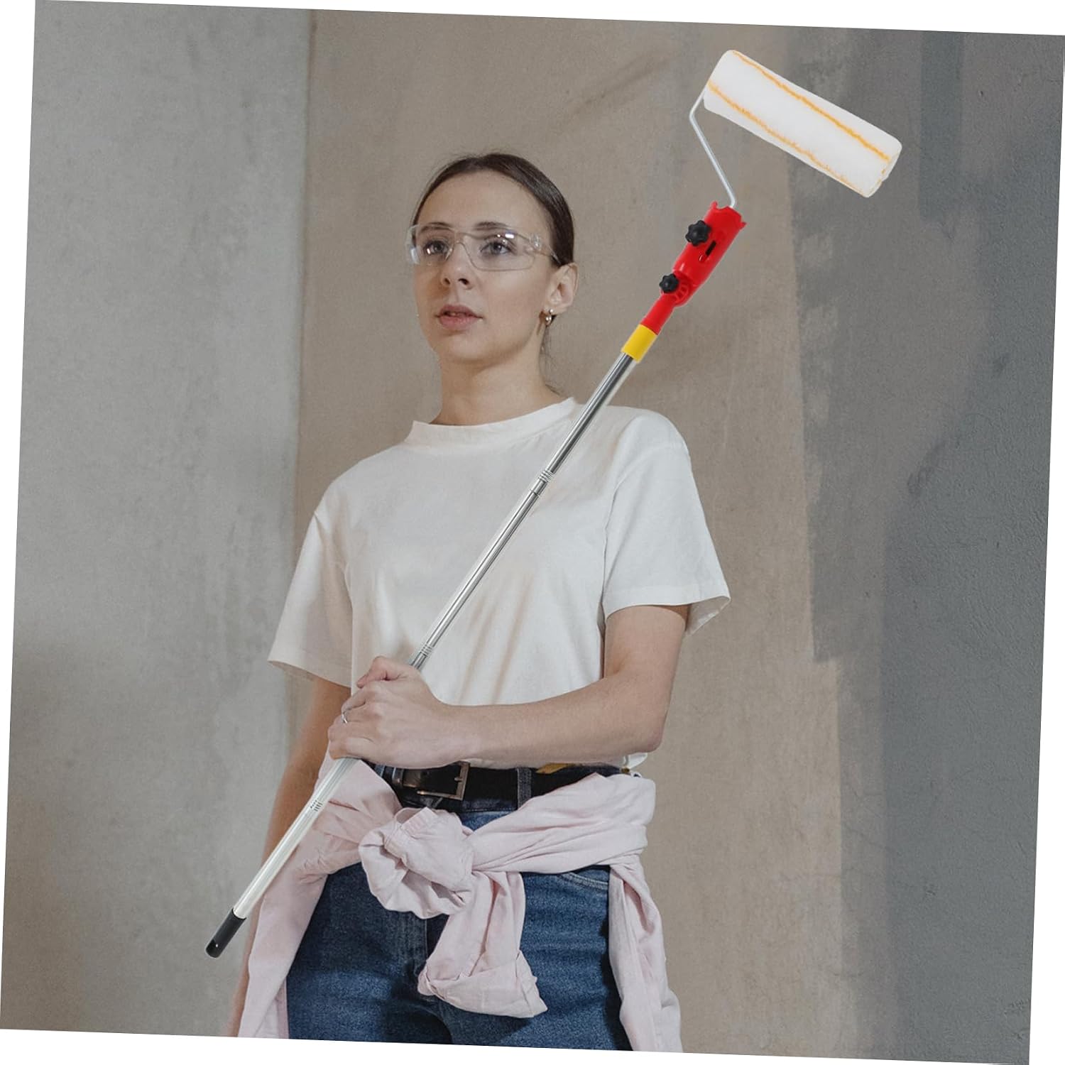 Multi-Angle Paint Brush with Telescopic Rod and Clamp for High Ceilings Walls and Corners Rotating Holder for Versatile Use