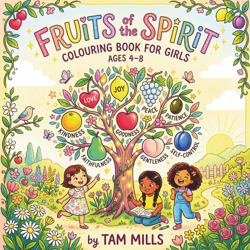 Fruits of the Spirit Colouring Book for Girls Ages 4–8: Colour, Learn & Grow with Bible Verses for Christian Girls (Growing in God's Garden — Colouring Books with Bible Verses for Boys and Girls.)