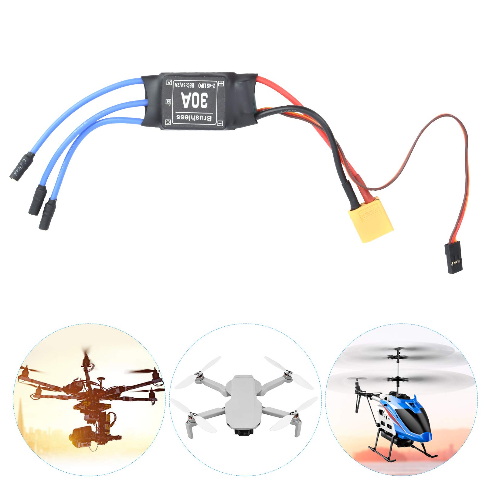 Bezszczotkowy Regulator Prędkości ESC 30A z Wtyczką XT60 do Drona RC, Helikoptera FPV
