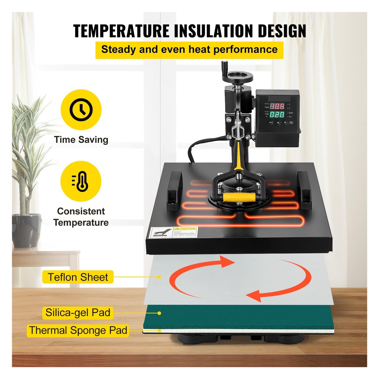 Prensa Termica, Máquina de prensado en caliente 2 en 1, impresora de sublimación Digital abatible de 360 ​​grados, multifuncional, 38x38CM, transferencia, gorra de camiseta DIY para Camisetas, Tazas,