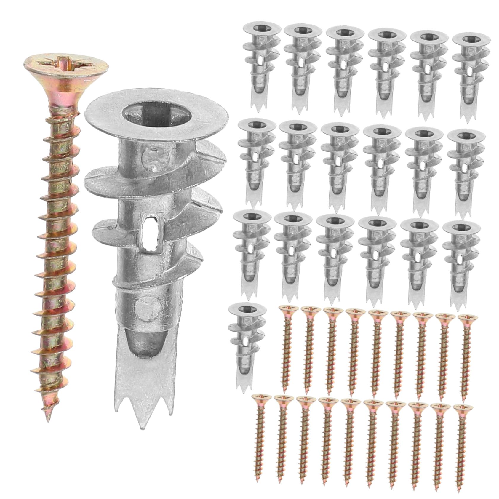 LIFKOME 20 Pack Drywall Anchor with Screws Heavy Duty Spiral Expansion Plugs Easy to Install for Wall Mounting