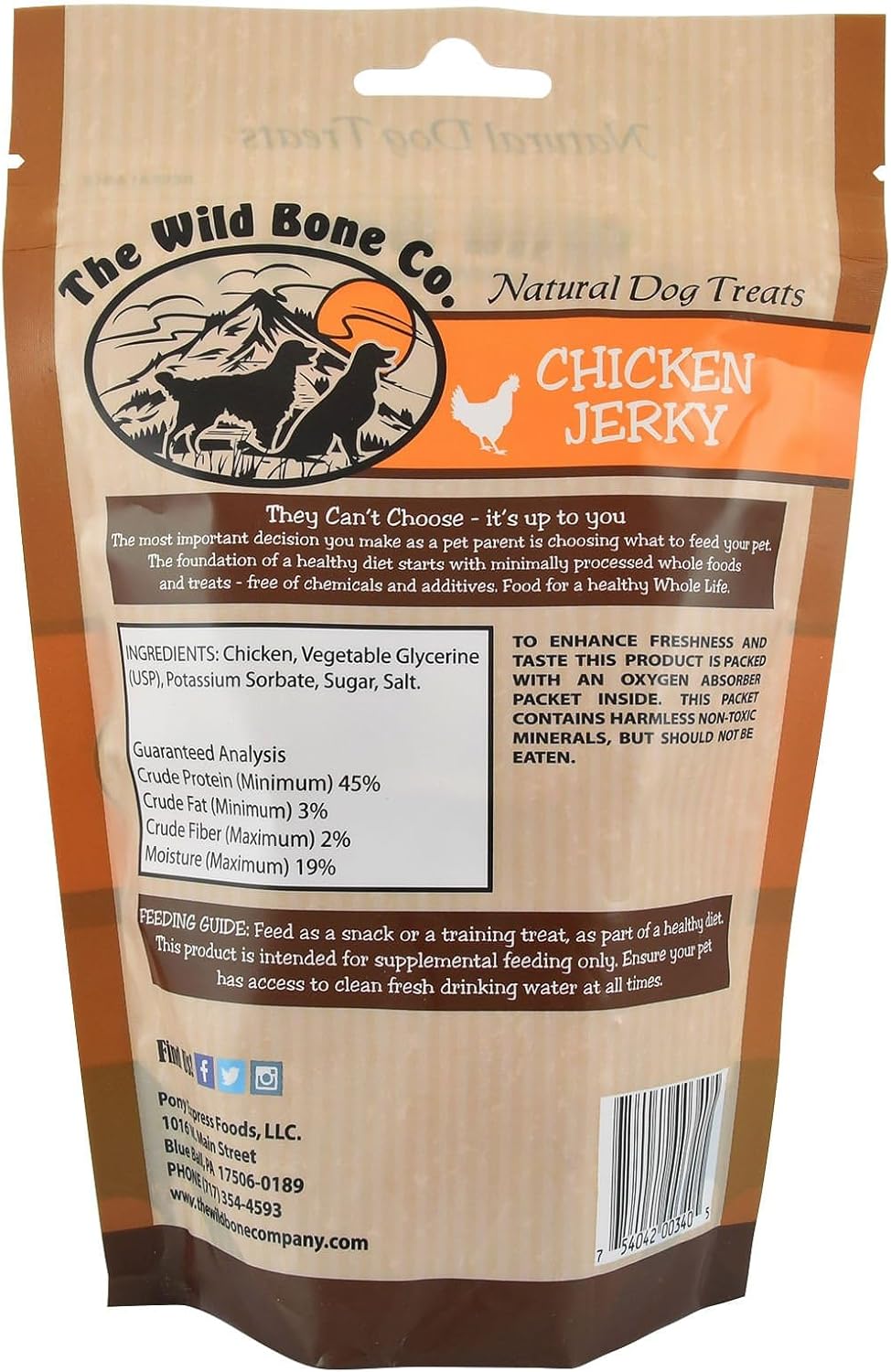 Wild Bone Company The Chicken Jerky Dog Treats | Natural High Protein Chewy Training Bits | Made in The USA, 4.5 Ounces (Pack of 3)