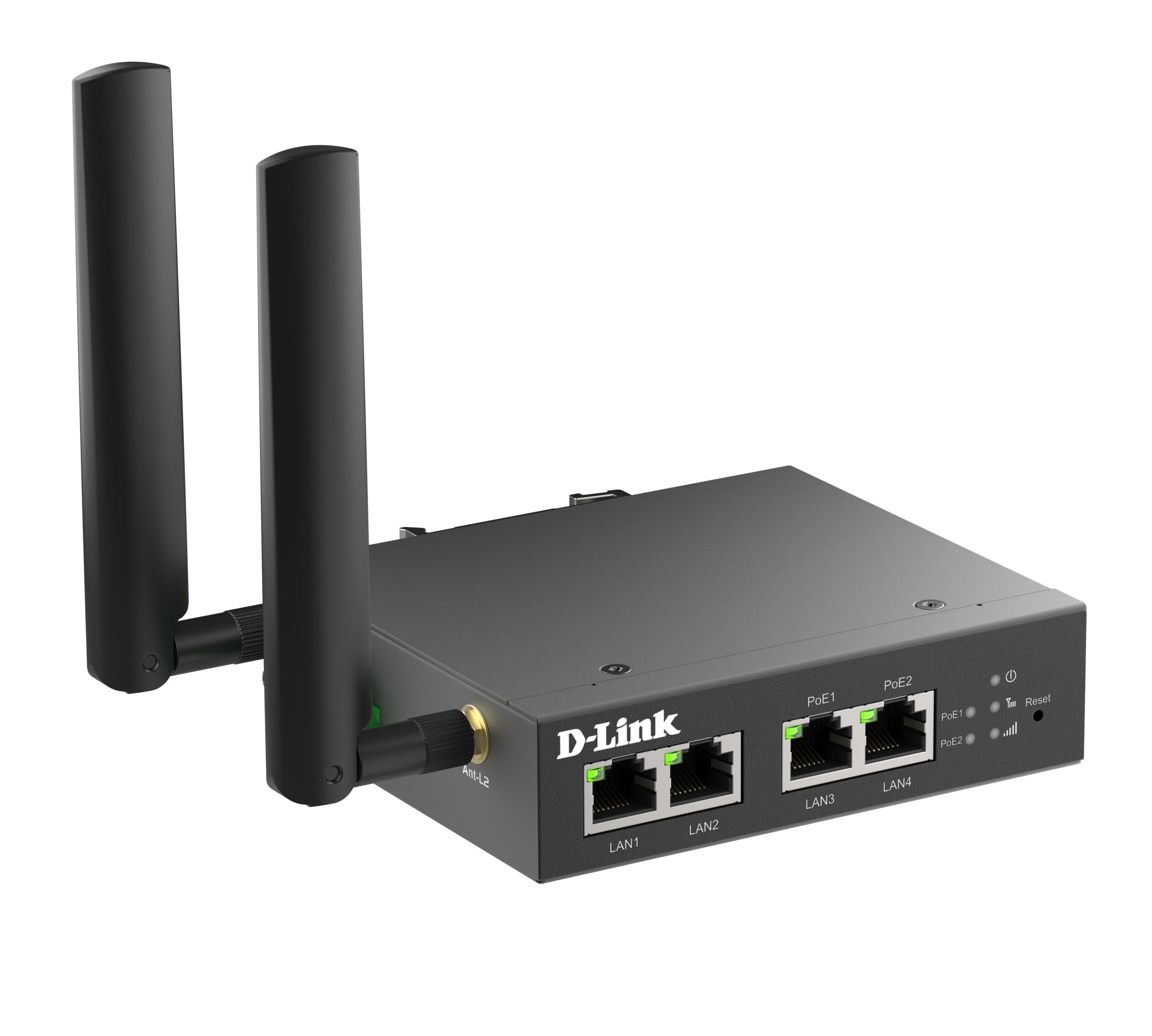 D-Link DWM-314-TP/E Multi-Connect 4G PoE Modem Router | LTE Cat.4 Industrial, Dual PoE+ Ports, 4 Port Ethernet Switch, VPN Security, Extreme Resistance, DIN-Rail Mount