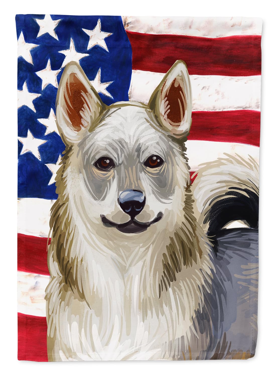 Swedish Vallhund American Flag Garden Size en tissu premium multicolore