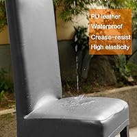Vista 27 de YISUN Fundas para sillas de comedor, de piel sintética maciza, impermeable y resistente al aceite, funda protectora para silla de comedor
