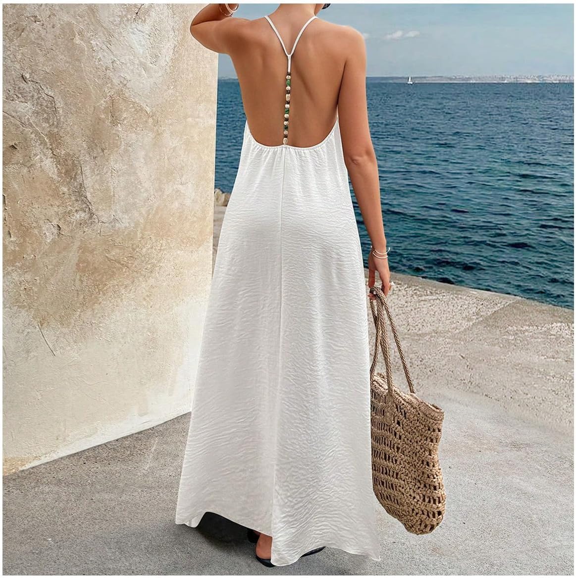 Verdusa Women's Backless Cami Dress Long Maxi Flowy Linen Dresses Summer Vacation Beach Outfits Sun Dress - Image 2