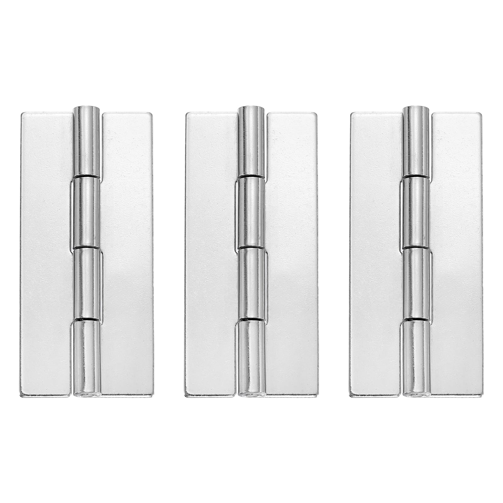 sourcing map 3 Pack Heavy Duty Weldable Hinges, 2.7" x 1.26" x 0.06" Weld on Butt Hinge 304 Stainless Steel Folding Metal Gate Hinges for Trailer Doors, Silver