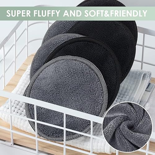 Vista 3 de SUNLAND Almohadillas removedoras de maquillaje reutilizables con bolsa de lavandería, suaves y fridnely para almohadillas removedoras de labios