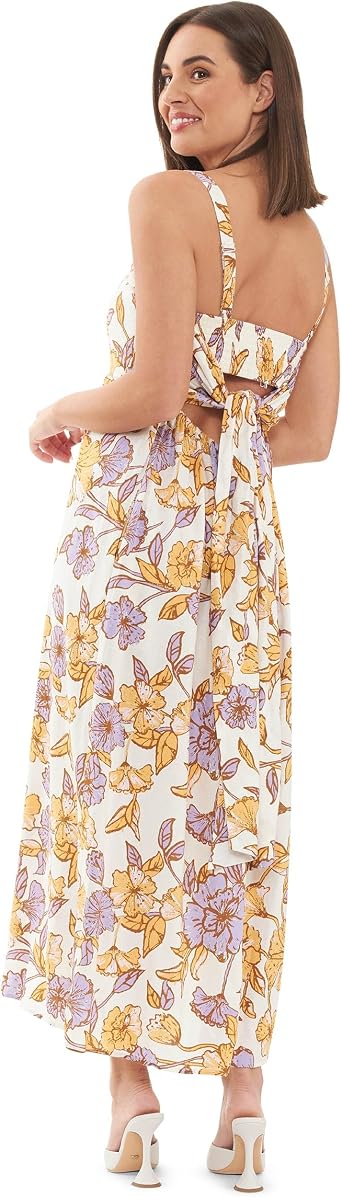 Ripe Hope Tie Back Linen Dress Natural