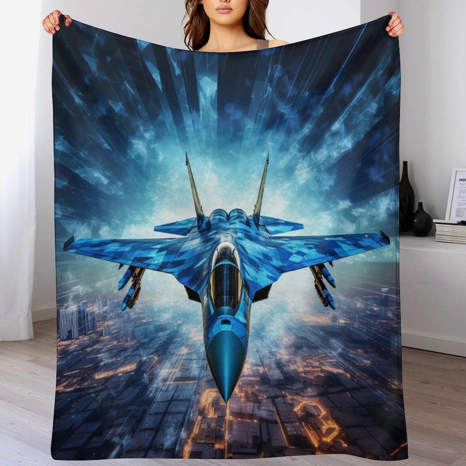 Manta de franela de avión F35 suave y cálida para sofá cama de 130x180 cm