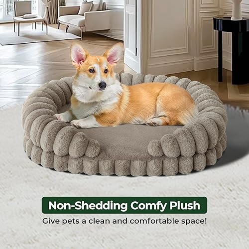 Miniatura 3 de BALANCE Cama calmante para perros de tamaño mediano, cama ovalada lavable para mascotas con lados, sofá ortopédico para mascotas con parte inferior