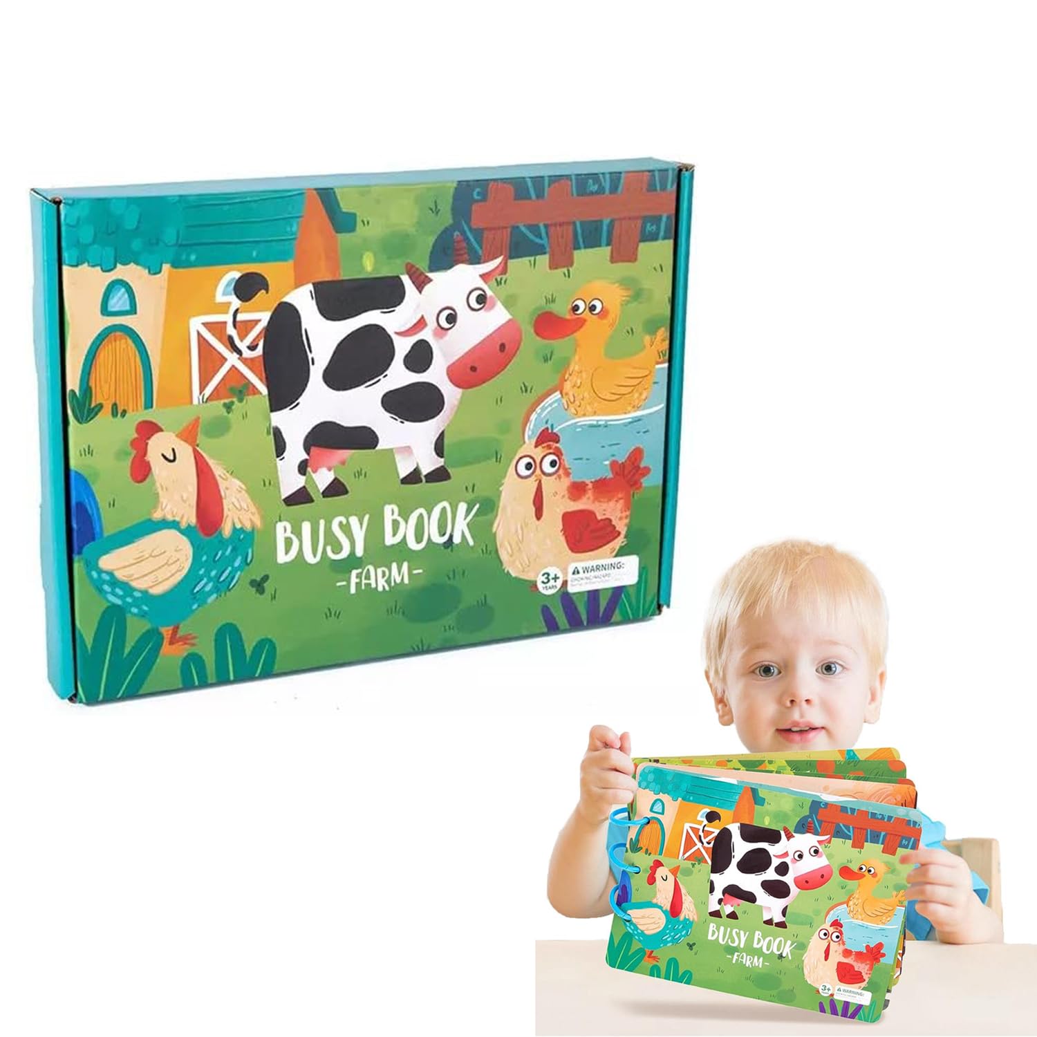 X Spring Activity Quiet Book for Toddlers - Early Children's Educational Soft Book with Animal Sticker Busy Book for Kids, Ages 1-3