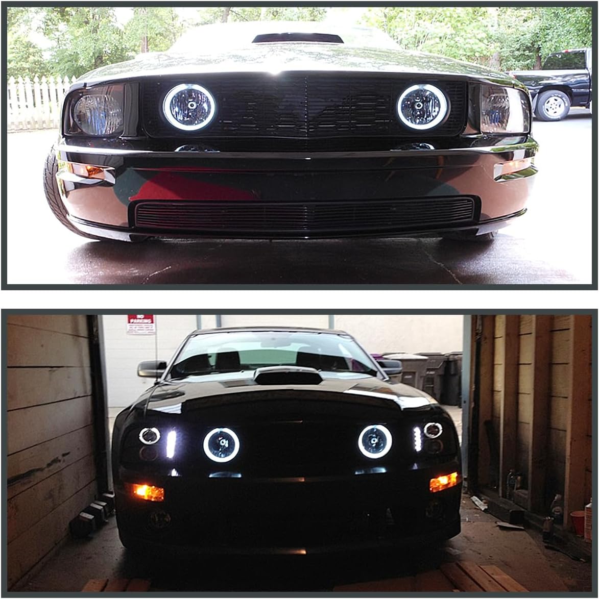 SPEC-D TUNING Clear Fog Lights w/Halo (Angel Eyes) w/ H10 Bulbs Compatible with 2005-2009 Ford Mustang GT L+R Pair Assembly
