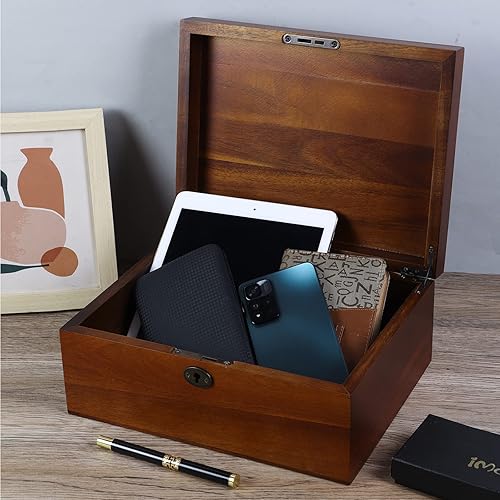 Miniatura 5 de Caja de recuerdos decorativa de madera  11 x 85 x 475 pulgadas giro de estilo oriental acabado mate rústico