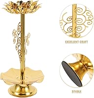 Vista 6 de 2 portavelas de loto de aleación dorada, soporte de lámpara de mantequilla budista para meditación, altar del hogar y decoración del templo, diseño