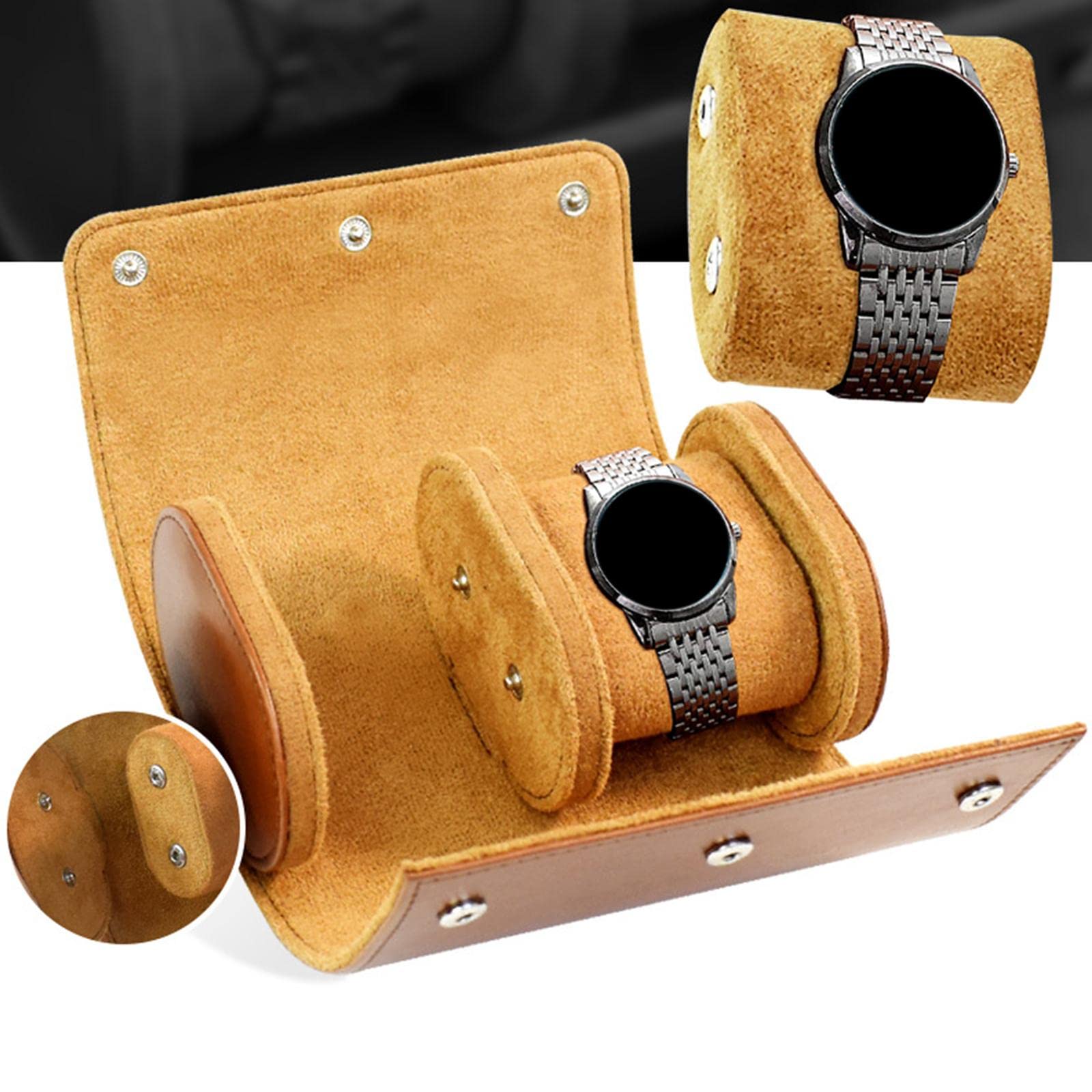 Uhrenbox mit 2 Fächern, PU-Leder, Reise-Handgelenktasche, Braun