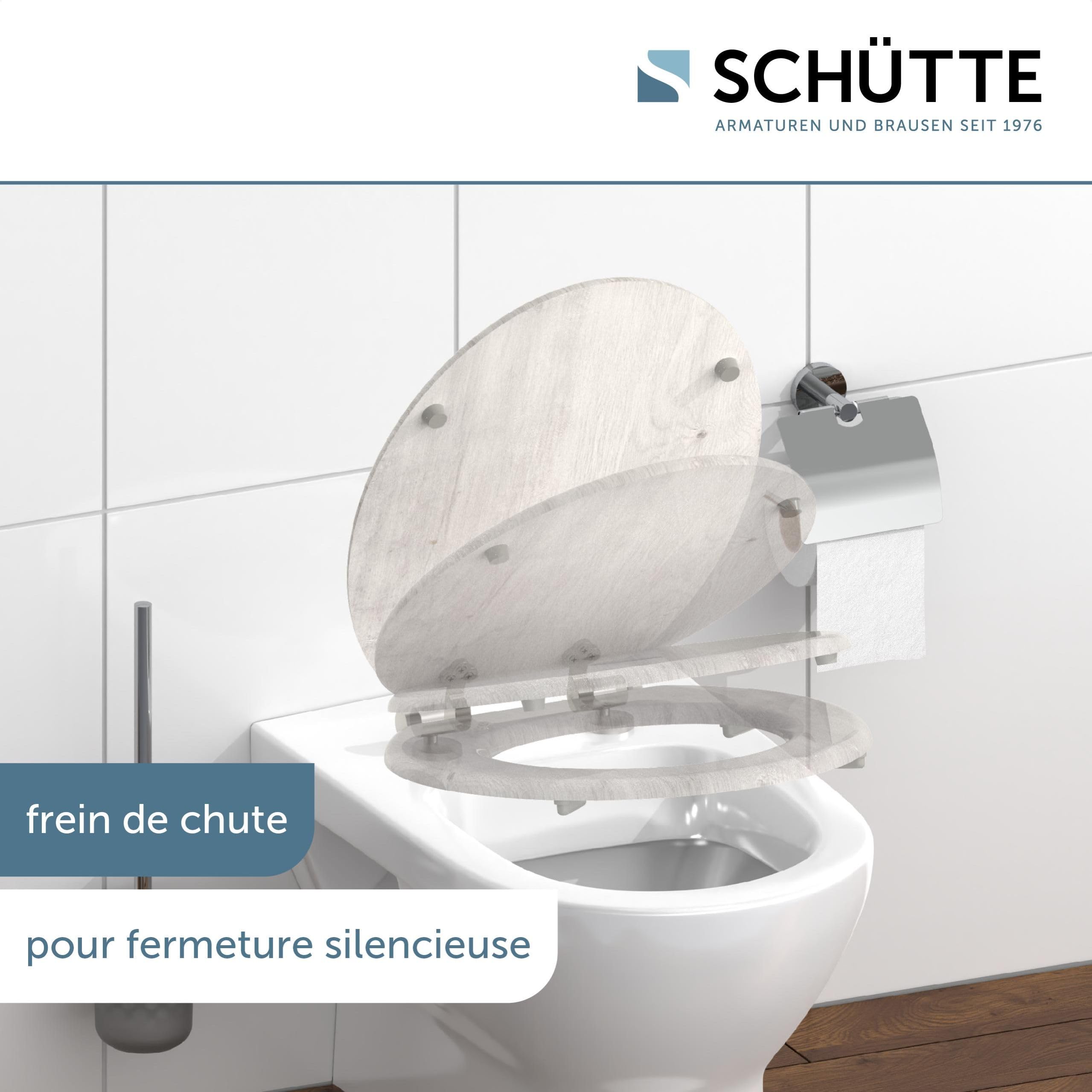 SCHÜTTE LIGHTWOOD Siège de WC avec abaissement automatique en bois, siège de toilettes avec abattant de toilettes, abattant de toilettes motif (charge maximale de la lunette 150 kg), couleur bois