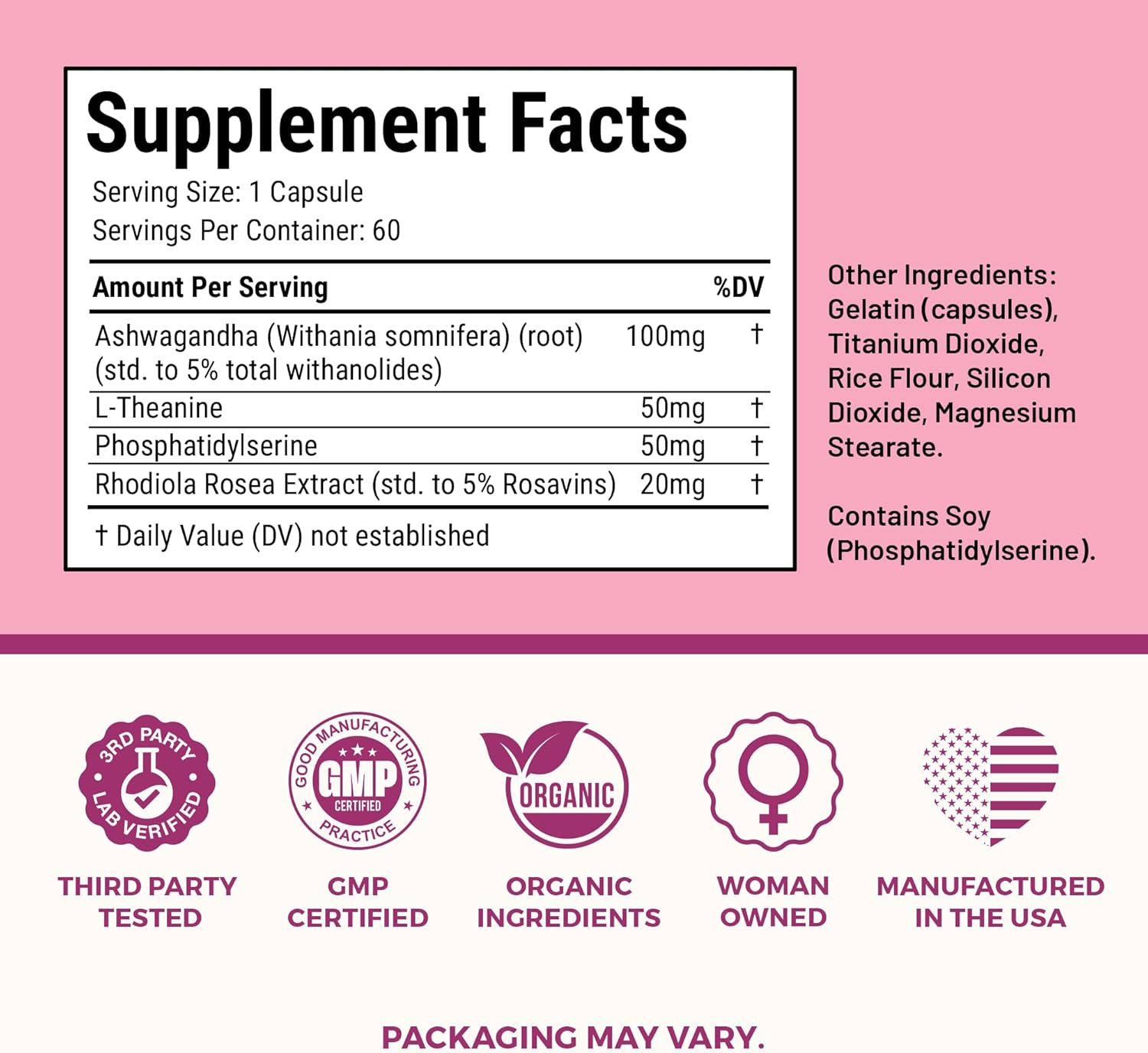 VITA-PCOS Cortisol Supplement for Women – Cortisol Vitamins for Endocrine & Energy Stabilizing Formula for Women – Rhodiola Rosea Extract, Ashwagandha, L-Theanine, & Phosphatidylserine – 60 Capsules - Image 7