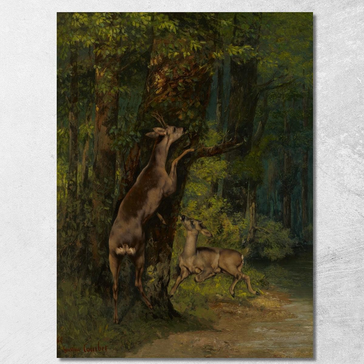 Tableau Gustave Courbet Cerfs dans la forêt pour habiller un grand mur vide