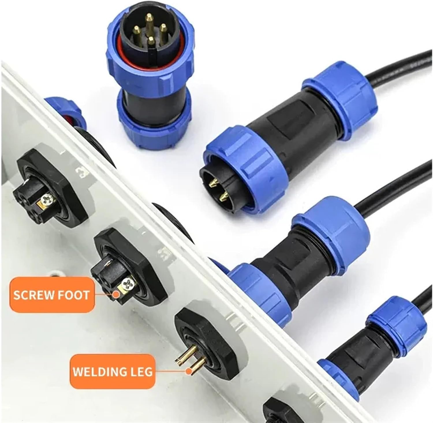 SP17 IP68 2 3 4 5 7 9 Pin Waterproof Connector Cable Adapter Industrial Panel Mount Wire Connector Plug(SP17-2P)