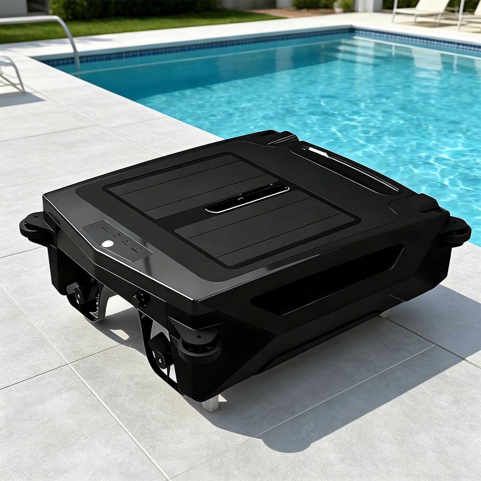 SOTIKARERY Automatic Cordless Robot Solar Powered Pool Skimmer Cleaner - Solar Pool Skimmer Basket Cleaner Robotic with Automatic Obstacle Avoidance Dual Charging Options,80㎡ 450um,for Home Use