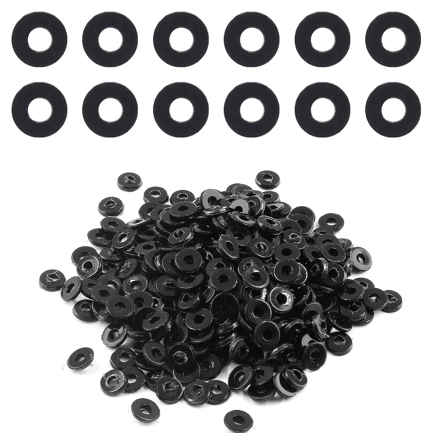 Bivethoi M2 Nylon Washer Black Flat, 2mm ID 5mm OD 1mm Thick, 300pcs