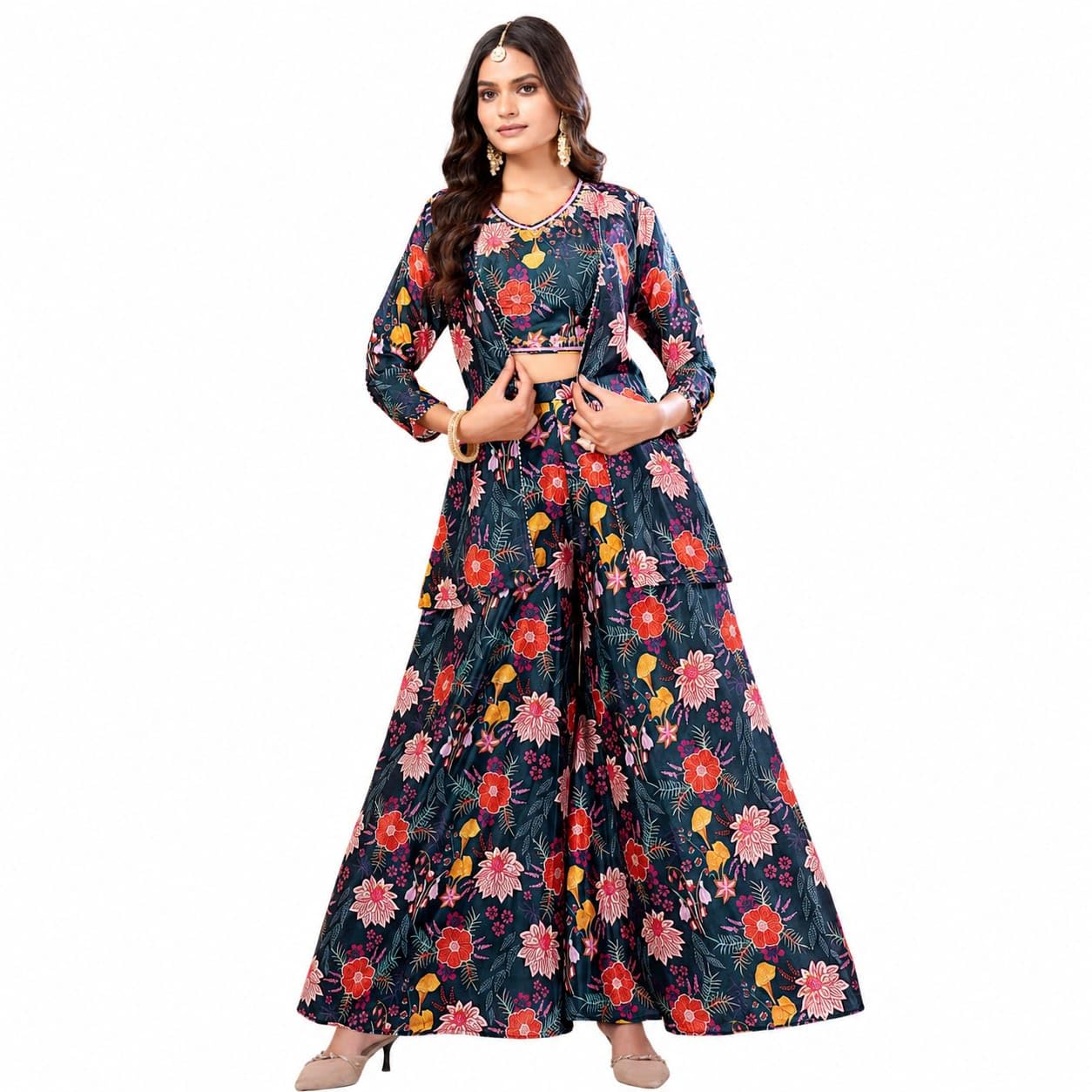 Women's Floral Printed 3-Piece Co-Ord Set with Palazzo-picture-16