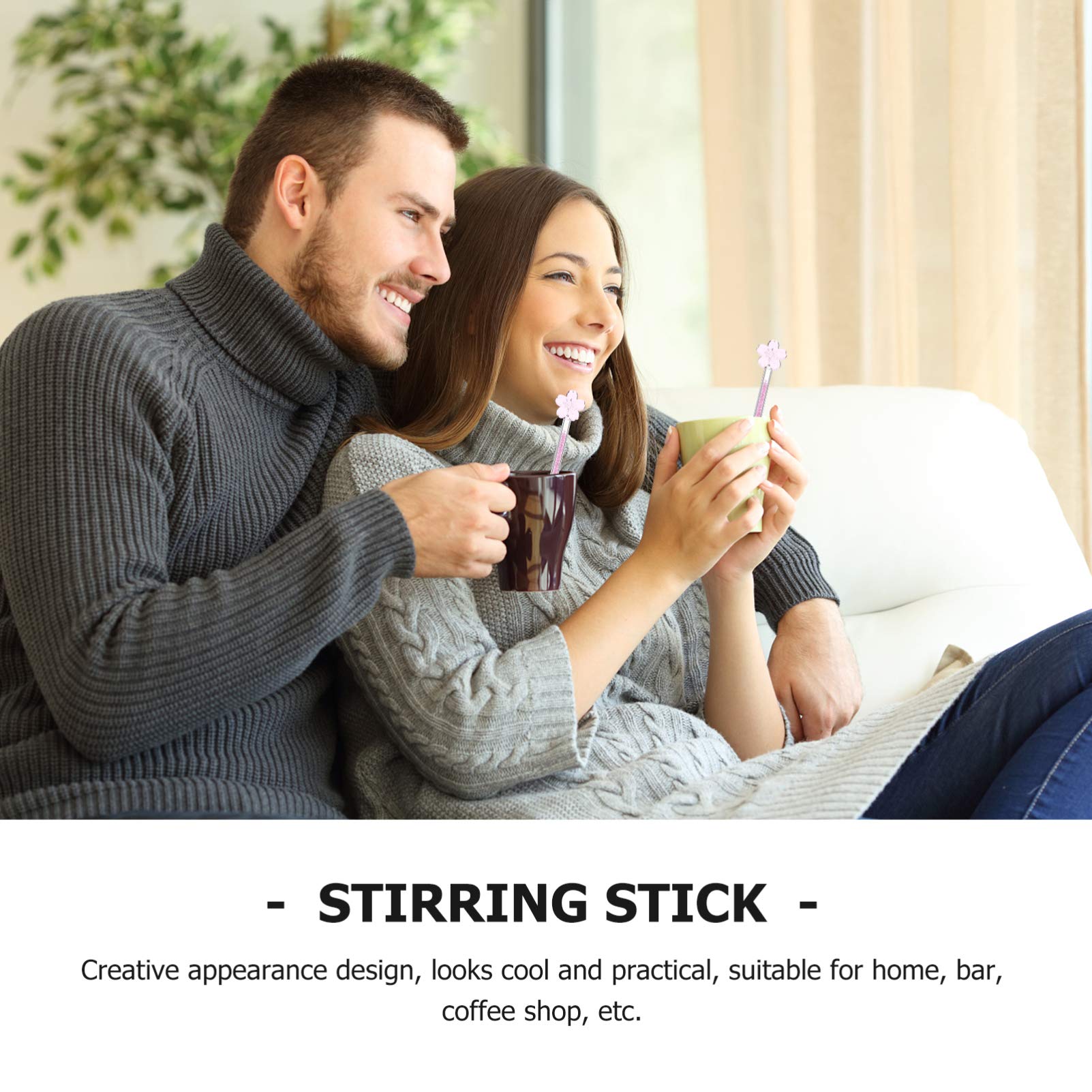 DOITOOL 1pc Flower Glass Stirring Rod Beverage Mixing Stick for Coffee Juice Cocktails Elegant Handle Design Lightweight Portable for