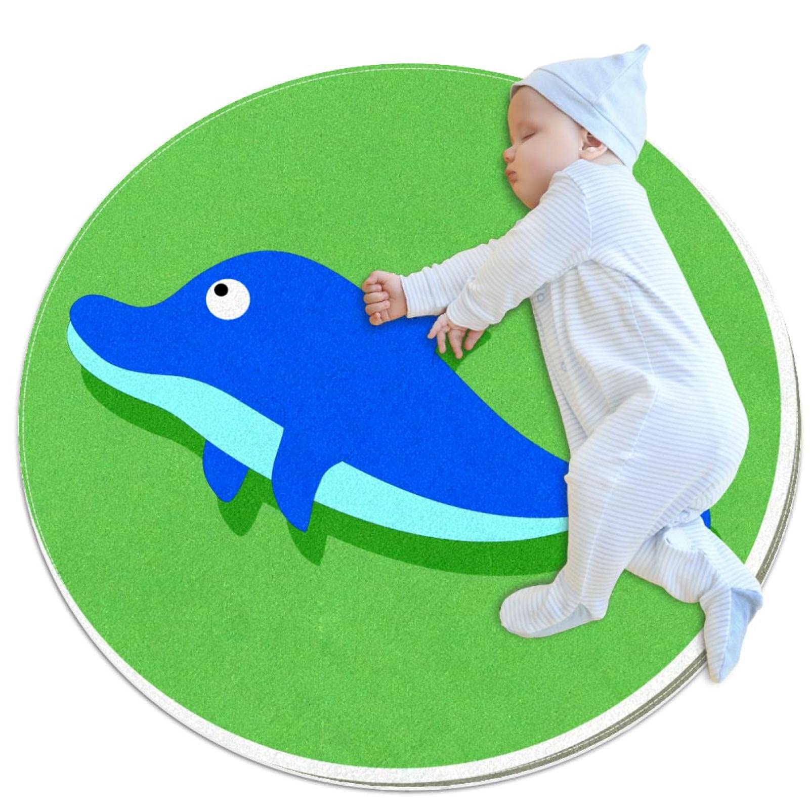 Alfombra redonda para niños de 80cm JDEZ tapete de suelo para habitación de juegos y mascotas