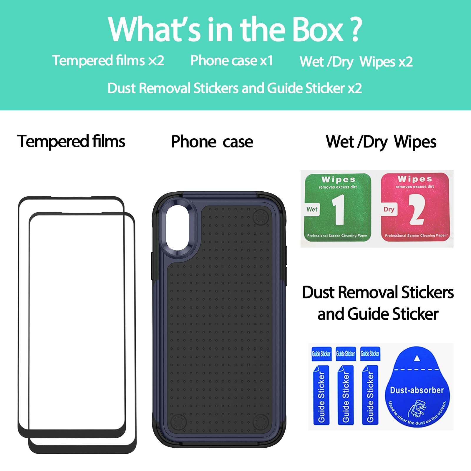 Jeylly Custodia per iPhone XR con 2 pellicole protettive in