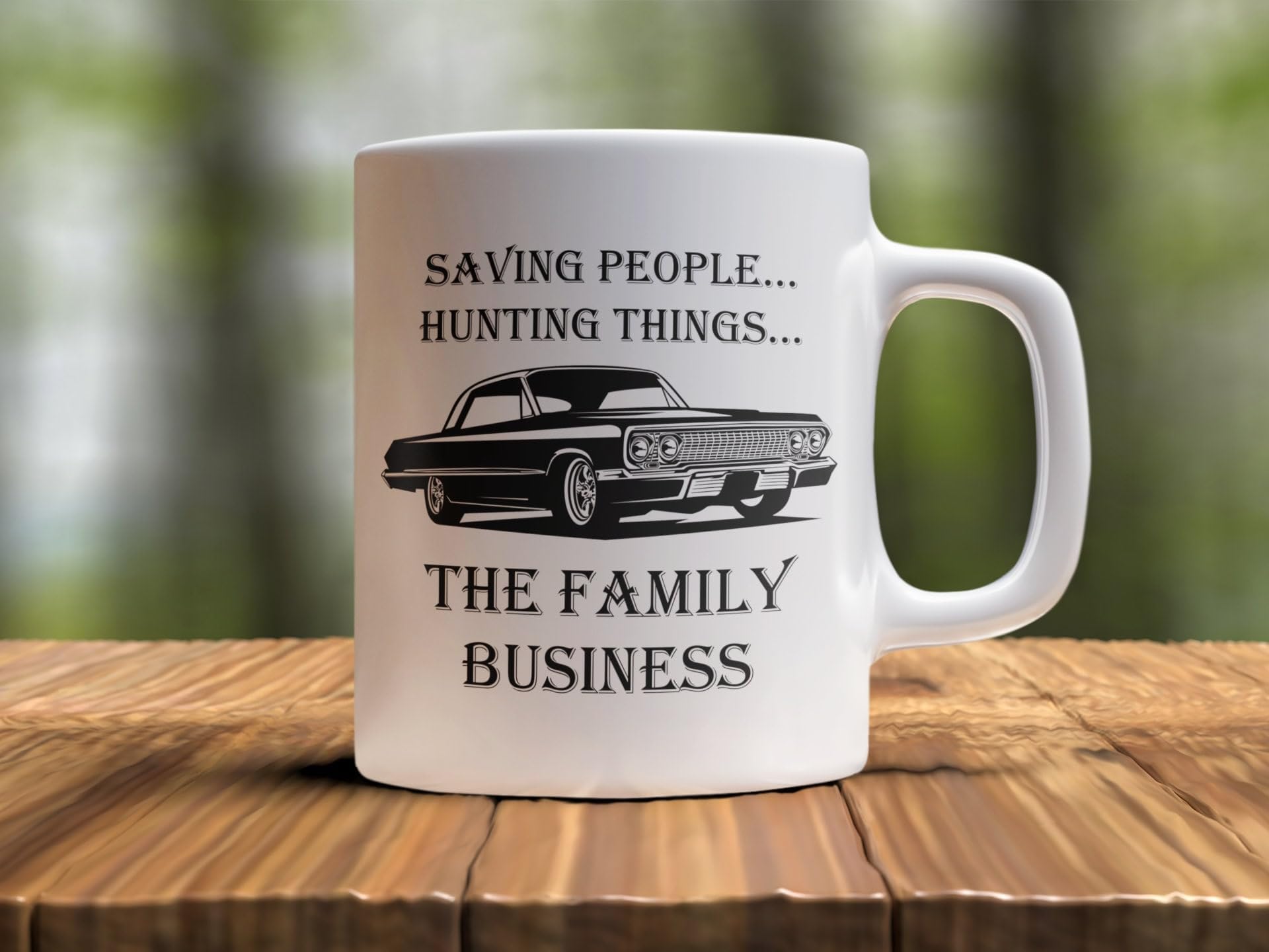 Supernatural Funny Coffee Mug - Saving People, Hunting Things, Family Business, Husband, Wife, Supernatural, Supernatural Mug｜11 oz Ceramic Cup