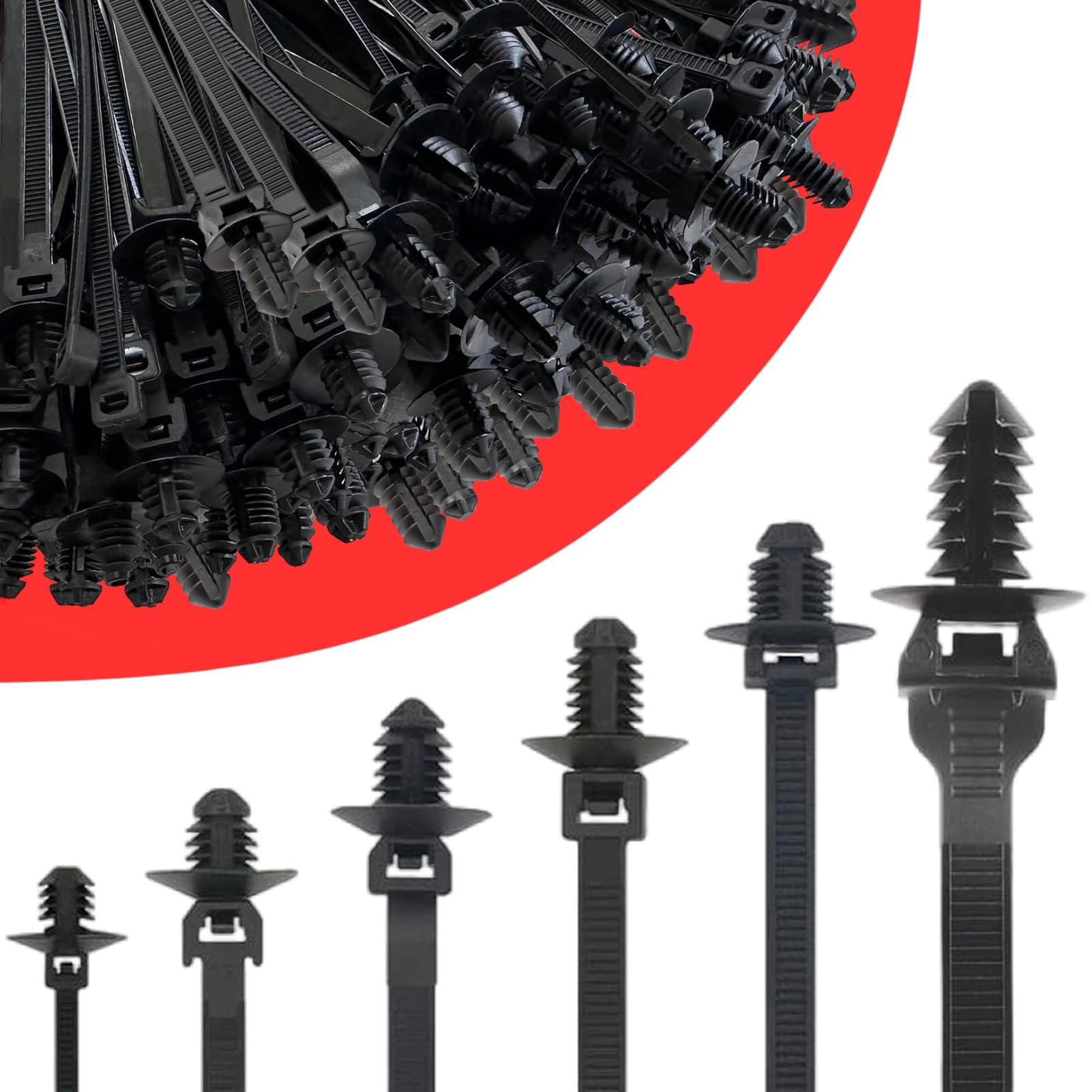 60Pcs Nylon Universal Cable Tie with Buckle Push Mount Zip Tie Mount ChristmasTree Zip Ties Mounts Automotive Cable