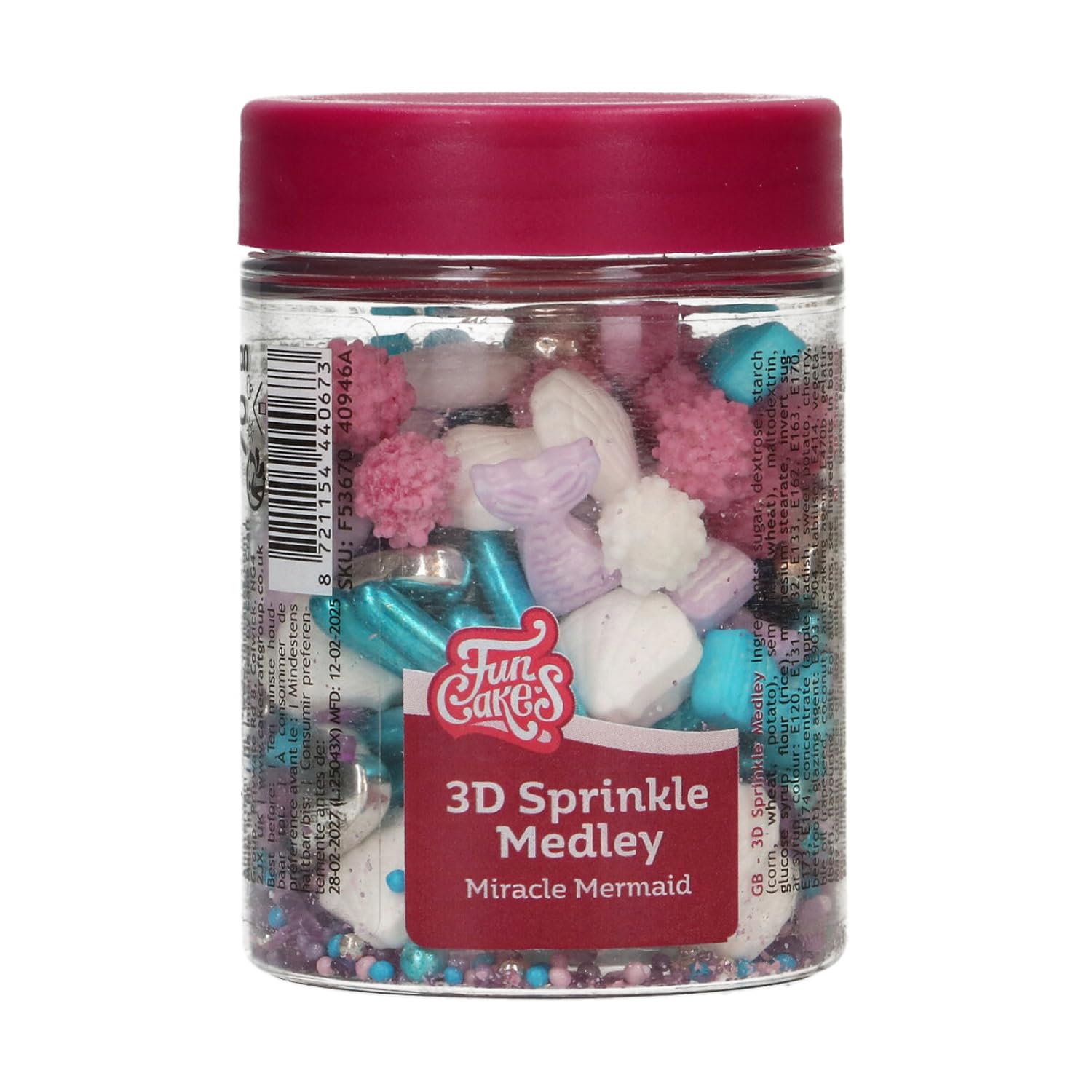 FunCakes 3D Sprinkle Medley Miracle Mermaid: Zuckerstreusel, Guter Geschmack, gut zum Dekorieren von Kuchen, Torten und Cakes, Sprinkle Mix - 70g