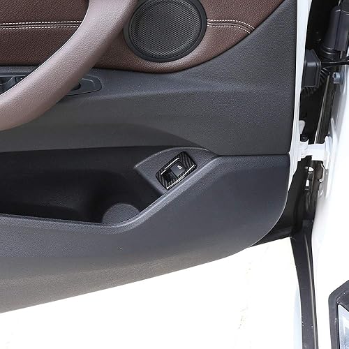 Miniatura 5 de YIWANG fibra de carbono interior puerta trasera interruptor marco botón cubierta para BMW X1 F48 2016-2019, para BMW X2 F47 Auto Accesorios