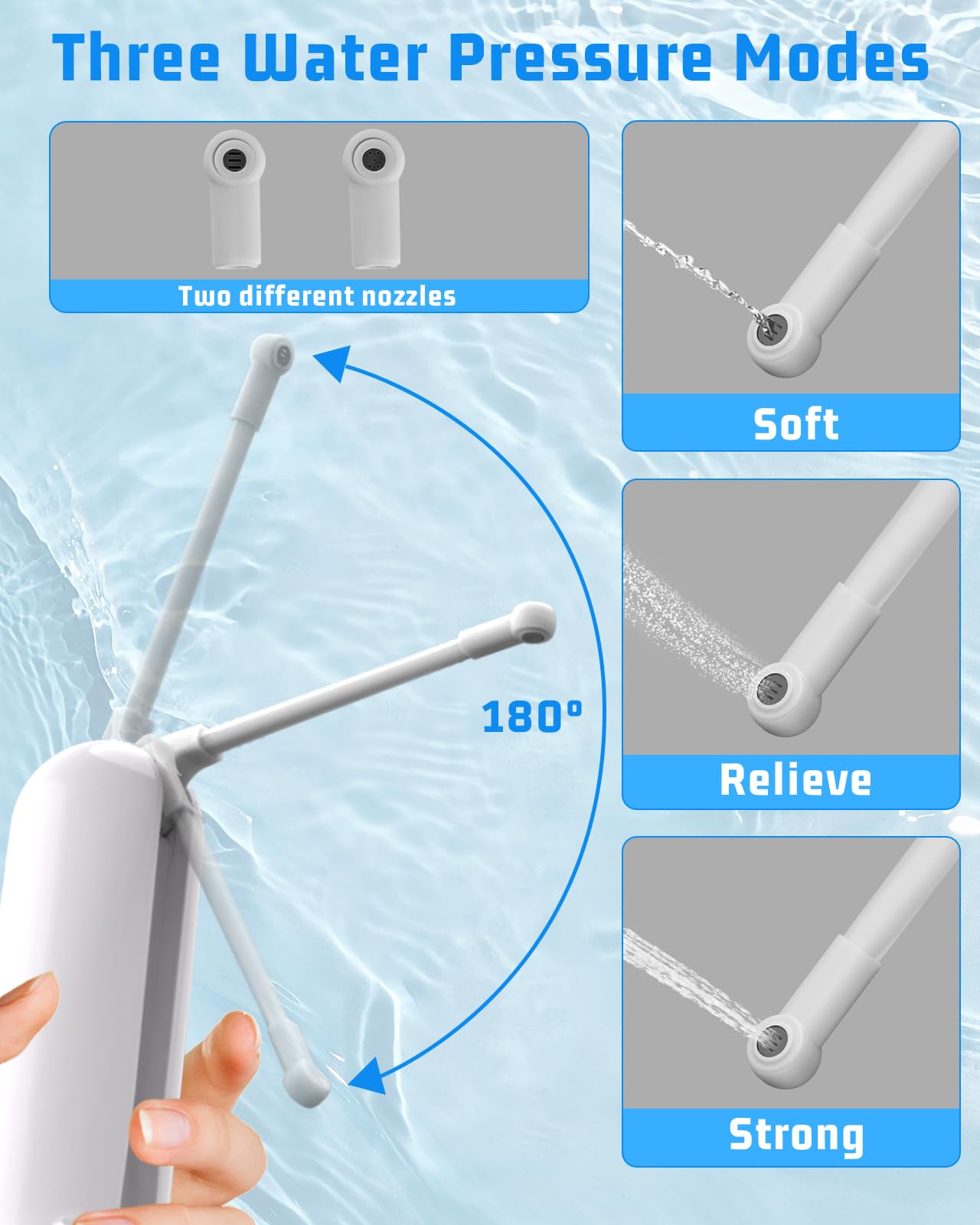 Bidet portatile da viaggio con bottiglia da 400 ml, 3 modalità di pressione | Bidet elettrico ricaricabile da viaggio, spruzzatore portatile impermeabile per bidet per donne uomini pulizia del bambino